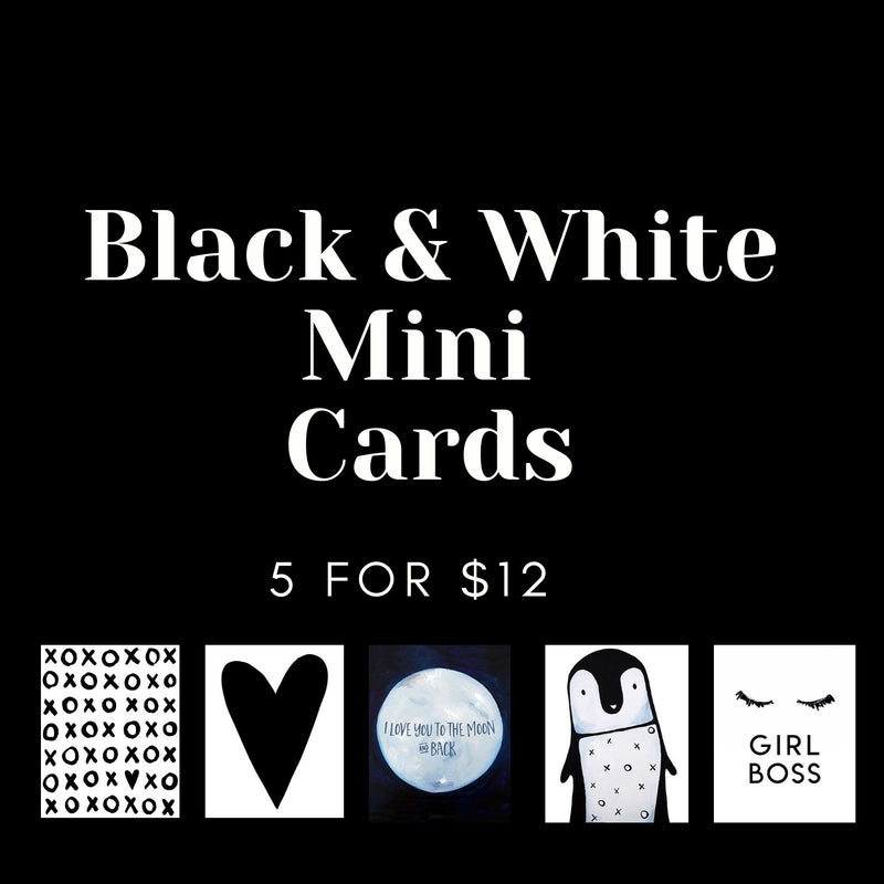 Set of 5 Black & White Mini Cards