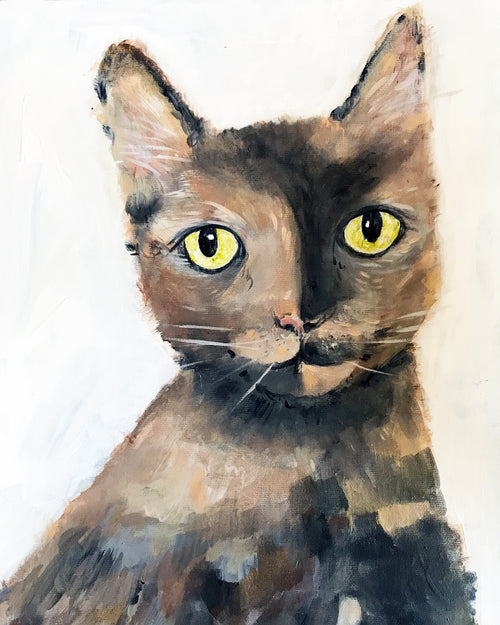 Modern Cat Portrait - Original Pet Painting for your home by Vancouver artist Liz Clay