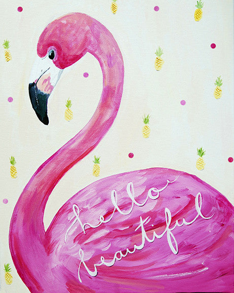 Hello Beautiful Flamingo art card by Cici Art Factory