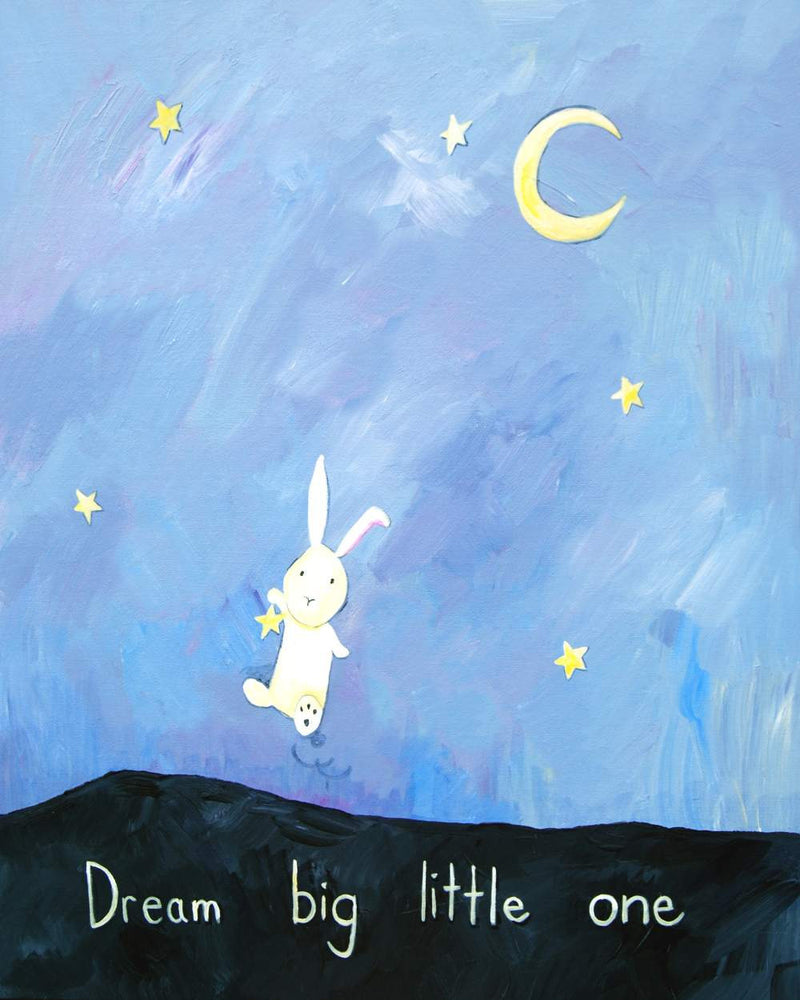 Dream Big Little One - Baby Nursery Quote Art - Bunny Wall Decor for Baby