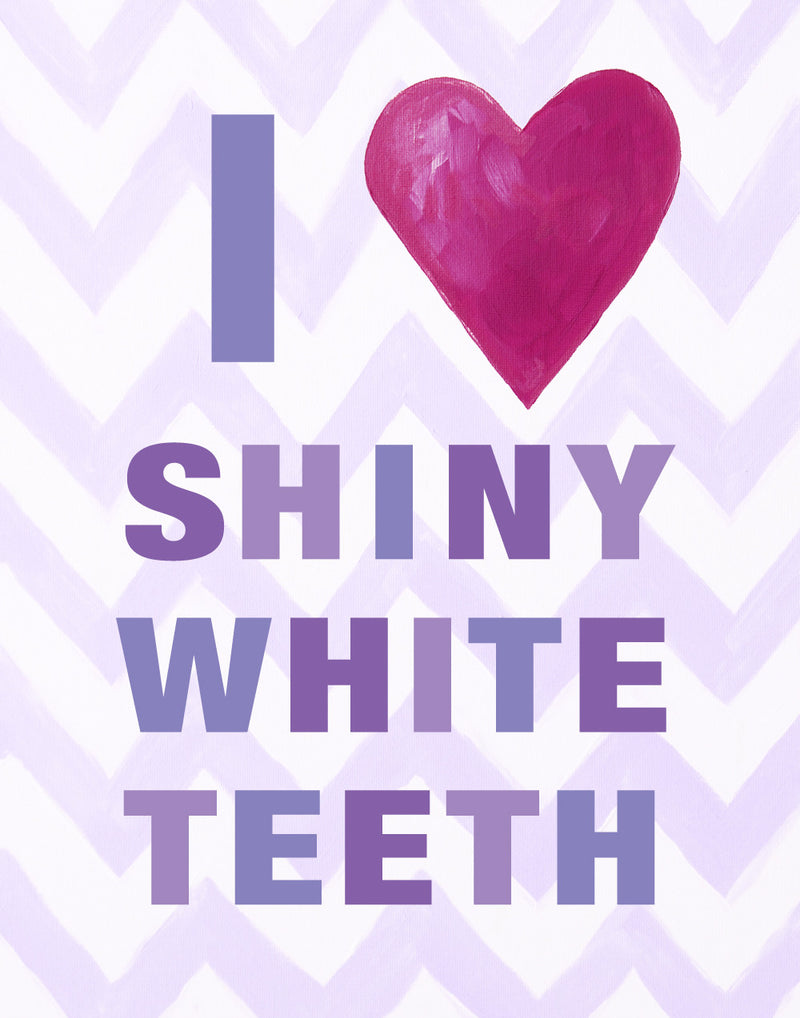 Kids Bathroom Art Prints by Cici Art Factory - I heart SHINY WHITE TEETH