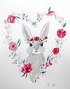 Original Watercolour - Bunny in Heart #2