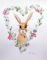 Original Watercolour - Bunny in Heart #3