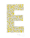alphabet art for nursery - letter art for kids - yellow chicks letter E