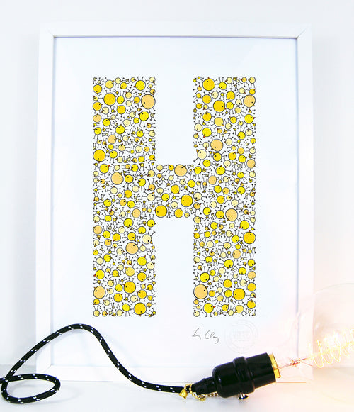 alphabet art for nursery - letter art for kids - letter H