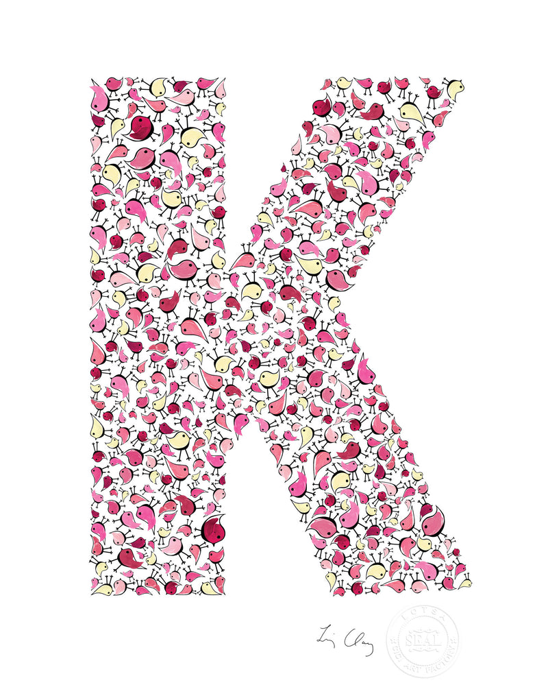 name prints for nursery - letter art for kids - letter K