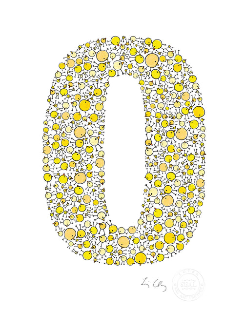 alphabet art for nursery - letter art for kids - yellow chicks letter O