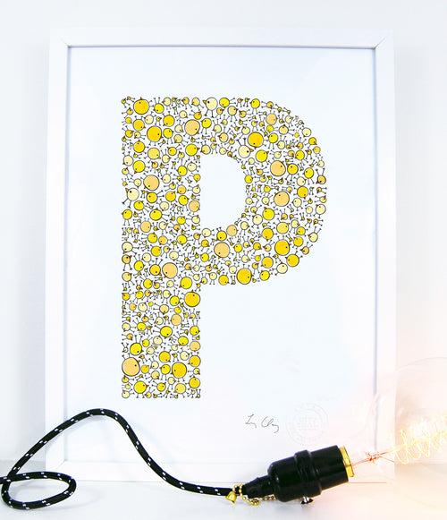 alphabet art for nursery - letter art for kids - letter P