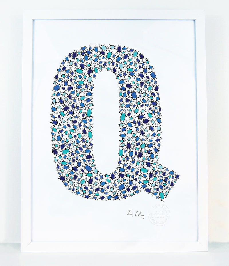 alphabet art for nursery - letter art for kids - letter Q