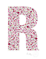 alphabet art for nursery - letter art for kids - pink birds letter R