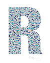 alphabet art for nursery - letter art for kids - blue penguin letter R