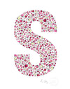alphabet art for nursery - letter art for kids - pink birds letter S