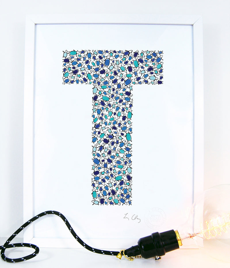 alphabet art for nursery - letter art for kids - letter T