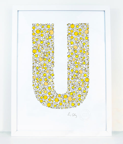 alphabet art for nursery - letter art for kids - letter U