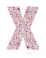 alphabet art for nursery - letter art for kids - pink birds letter X
