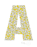 alphabet art for nursery - letter art for kids - yellow chicks letter A