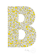 alphabet art for nursery - letter art for kids - yellow chicks letter B