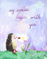  My smiles begin with you - Baby Nursery Quote Art - Bunny Wall Decor for Baby