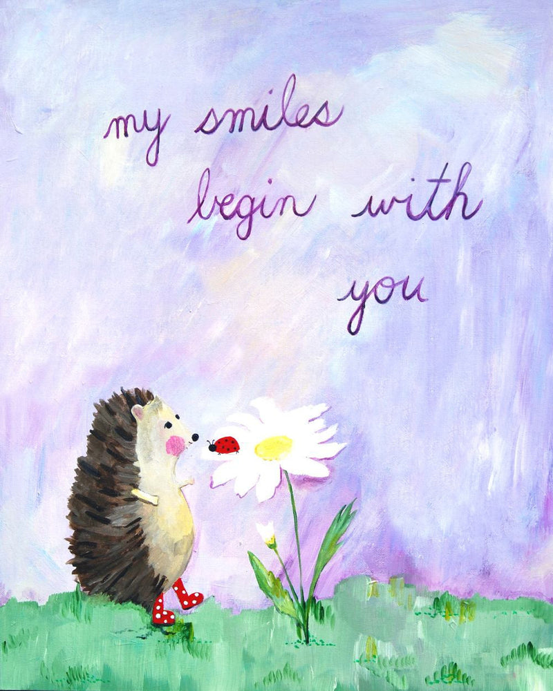  My smiles begin with you - Baby Nursery Quote Art - Bunny Wall Decor for Baby