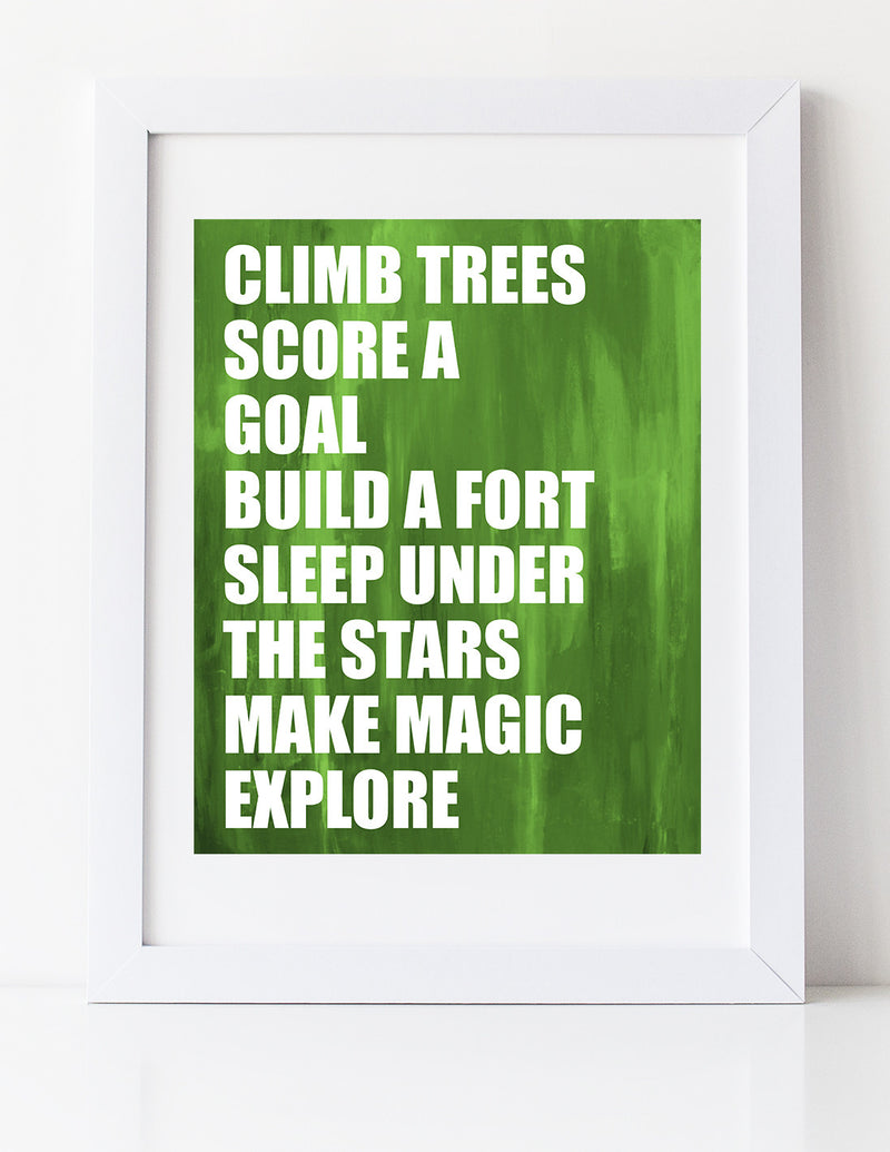 Climb Trees art print for boys by Cici Art Factory