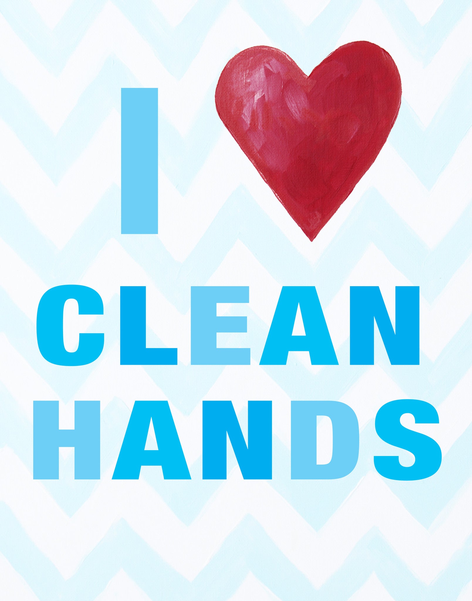 Kids Bathroom Art Prints by Cici Art Factory - I heart clean hands
