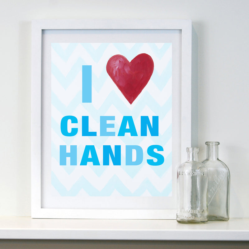 Kids Bathroom Decor by Cici Art Factory - I heart clean hands