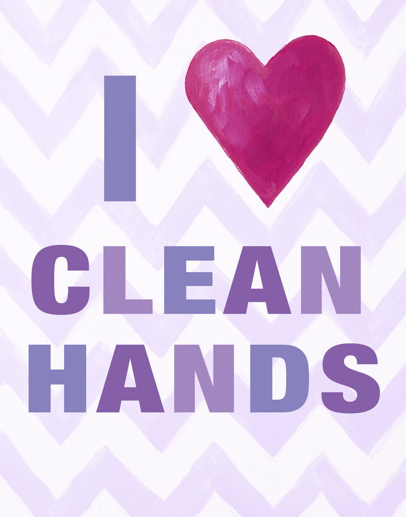 Girls Bathroom Art Prints by Cici Art Factory - I heart clean hands