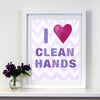 Kids Bathroom Decor by Cici Art Factory - I heart Clean Hands - LilacPaper 
