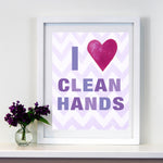 Kids Bathroom Decor by Cici Art Factory - I heart Clean Hands - LilacPaper 