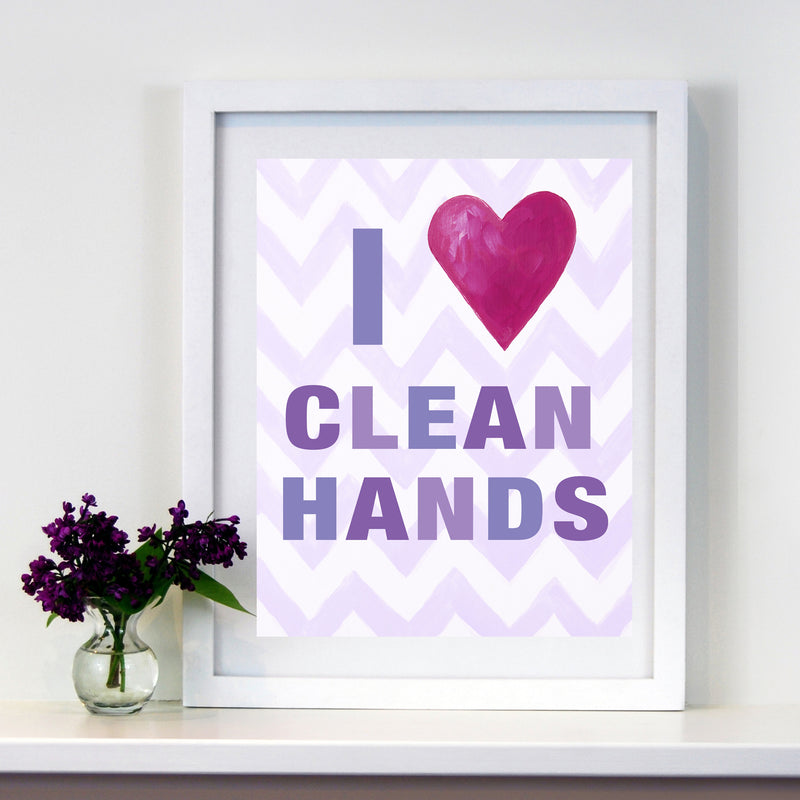 Girls Bathroom Decor by Cici Art Factory - I heart clean hands