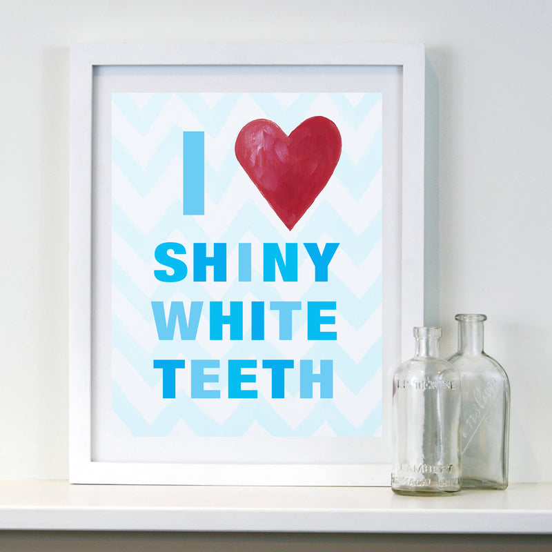 I Heart Shiny White Teeth - Blue  - Kids Decor