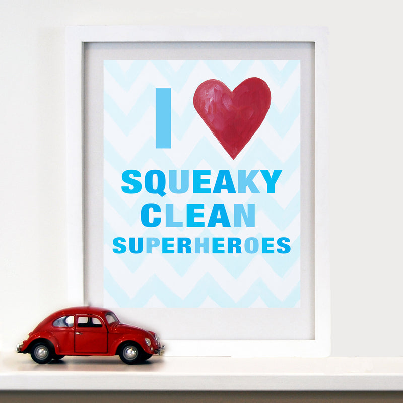  Kids Bathroom Decor by Cici Art Factory - I heart Squeaky Clean Superheroes