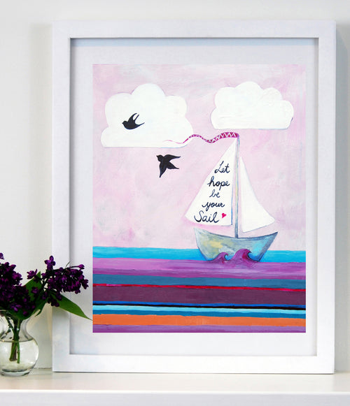 Let Hope be your Sail - Baby Nursery Art