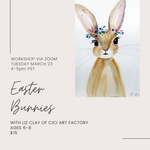 Easter Bunny Workshop!  AGES 6-8 TUESDAY March 23rd | Cici Art Factory