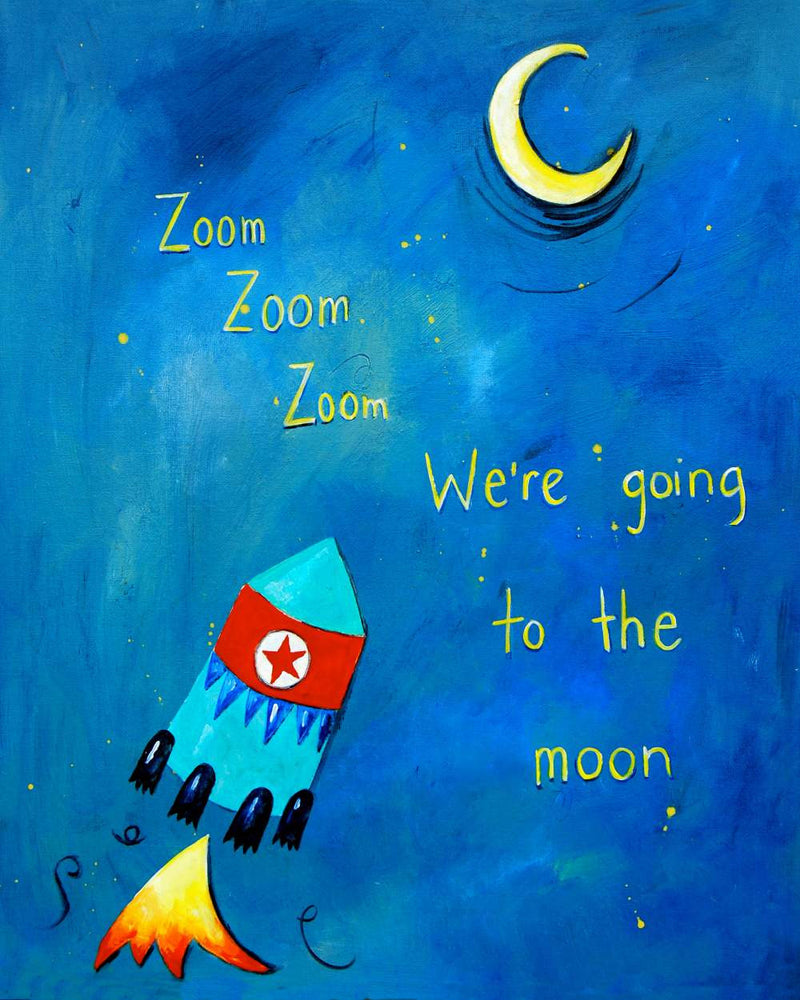 Zoom Zoom Zoom - Baby Nursery Quote Art - Bunny Wall Decor for Baby