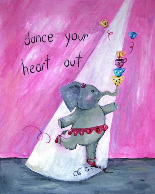 Dance your heart out- Baby Nursery Quote Art - Bunny Wall Decor for Baby