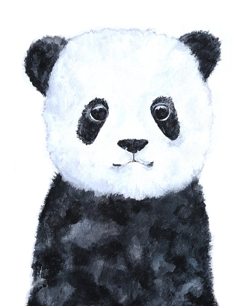 baby panda nursery art black and white cute