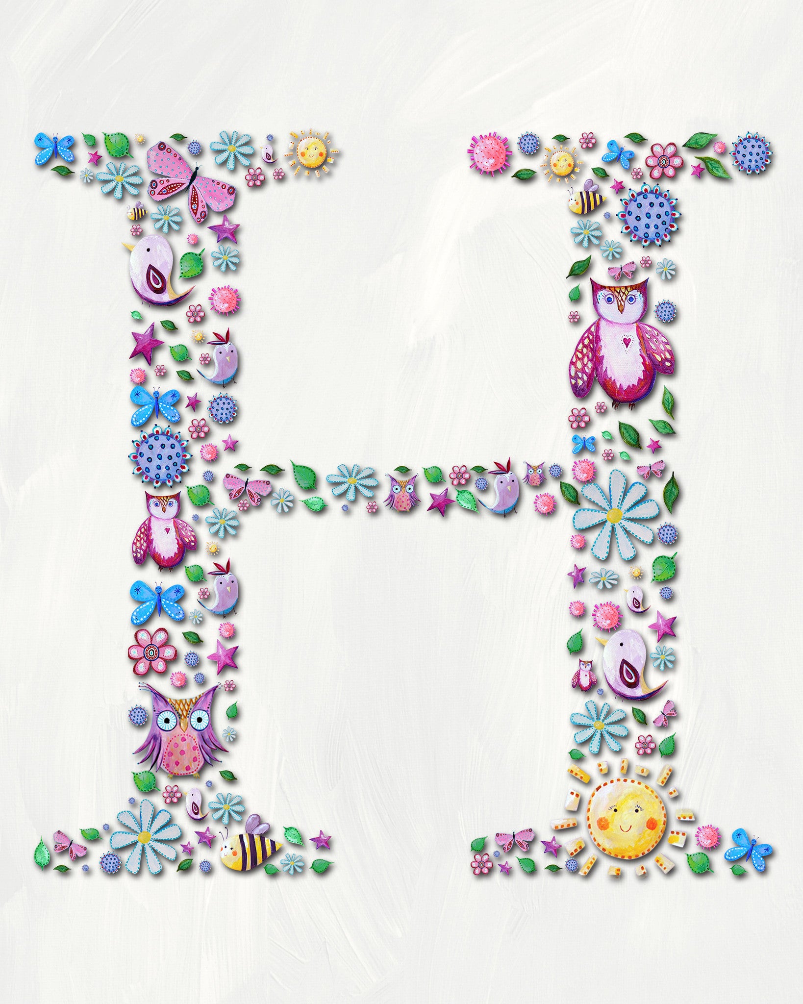 Name Art for Kids Letter H Nursery Art Print from Cici Art Factory