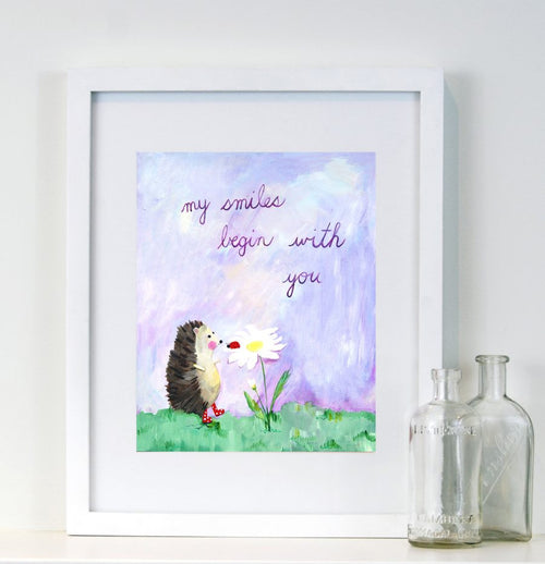 My smiles begin with you - Baby Nursery Quote Art